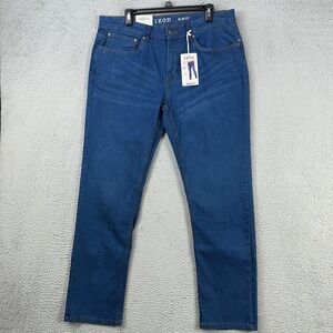 Izod Sport Flex Mens Slim Fit‎ Jeans 36X32 Blue Performance Stretch 5 Pocket NEW